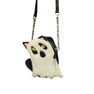 Betsy Johnson glow in the dark cat bag wearing ghost